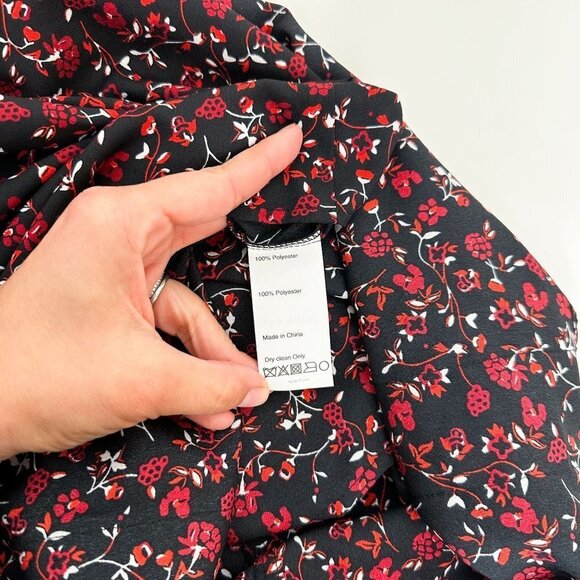 Thakoon Collective Paisley Tie Front Midi Dress Sz 4 Black and Red Floral - Picture 11 of 13